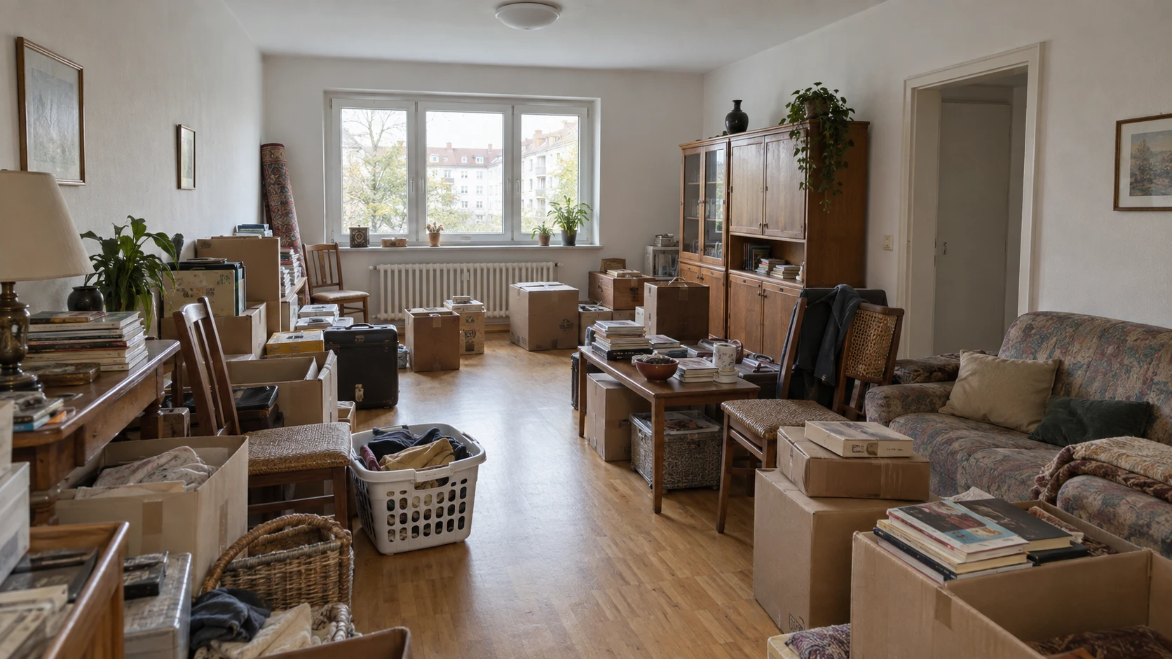 Vorher: vollgestelltes Wohnzimmer